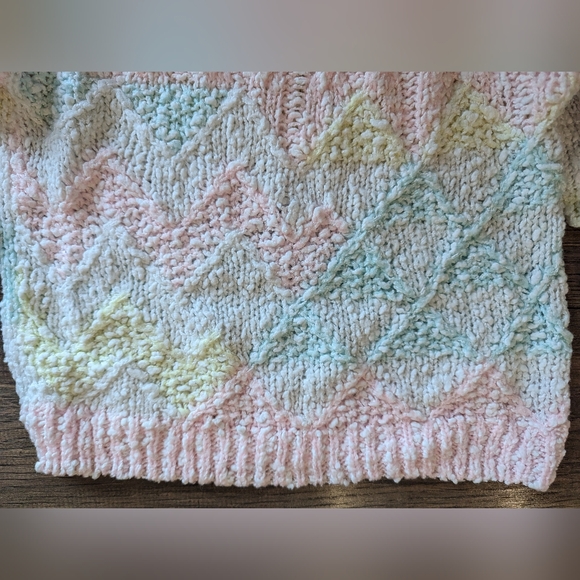 Forindi Women's 100% Acrylic Soft Pastel Rainbow Thick Striped Sweater Sz Small - Picture 4 of 14